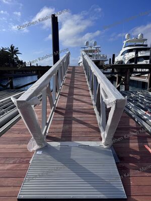 Marine Aluminum Gangway with 1.1m Height Handrails and WPC Decking for Floating Dock Access